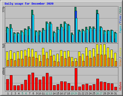 Daily usage for December 2020