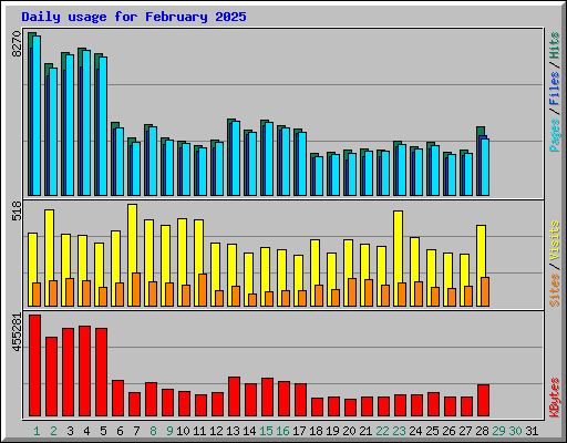 Daily usage for February 2025